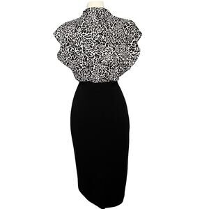 Express Black & White Animal Print Mock Neck Midi Dress Size M